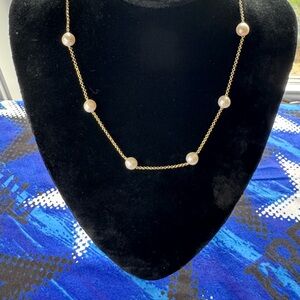 Elegant Fresh Water pearl necklace in micron non-tarnish setting.